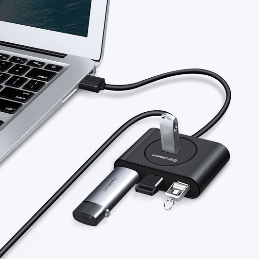 USB хъб UGREEN CR113, 4 x USB-A 3.0, 0.5m, Черен