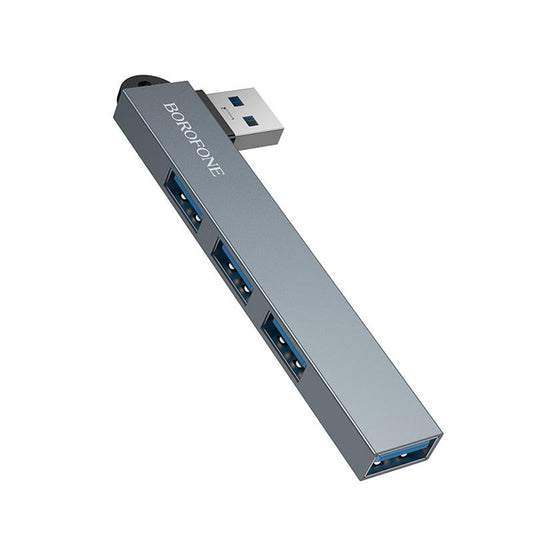USB хъб Borofone FH1, 4в1, Сив
