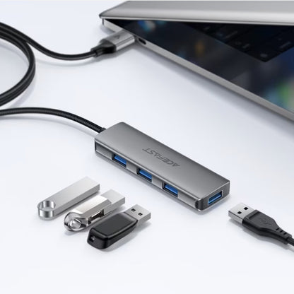 USB хъб Acefast J17, 4в1, Сив