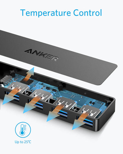 Anker USB концентратор, 4 x USB-A 3.0, черен A7516016 