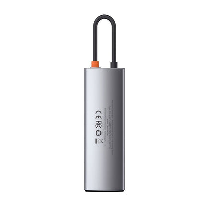 Baseus USB-C хъб, 3 x USB-A 3.0 - 1 x USB-C - 1 x HDMI - 1 x SD - 1 x microSD - RJ45, сив CAHUB-CV0G