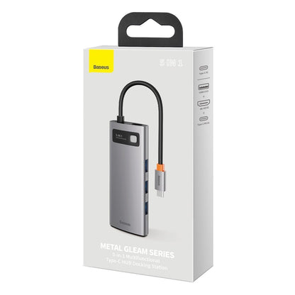 Baseus Metal Gleam USB-C Hub, 3 x USB-A 3.0 - 1 x USB-C - 1 x HDMI, Gray CAHUB-CX0G