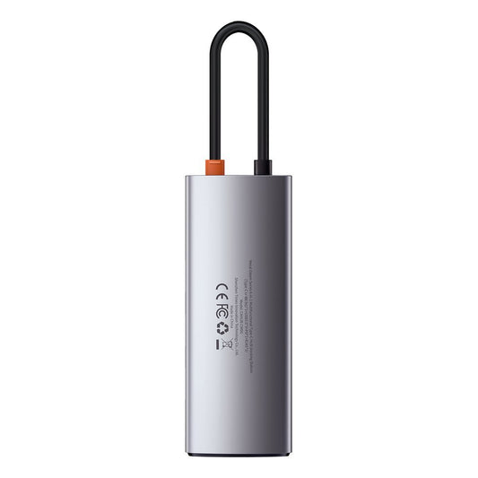 Hub USB-C Baseus Metal Gleam, 3 x USB-A 3.0 - 1 x USB-C - 1 x HDMI, Сив CAHUB-CX0G