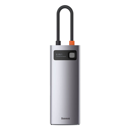 USB-C хъб Baseus Metal Gleam, 3 x USB-A 3.0 - 1 x USB-C - 1 x HDMI - 1 x RJ45, Сив CAHUB-CW0G