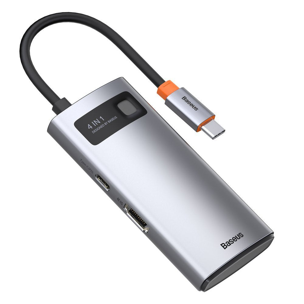 USB-C концентратор Baseus Metal Gleam, 2 x USB-A - 1 x USB-C - 1 x HDMI, сив CAHUB-CY0G