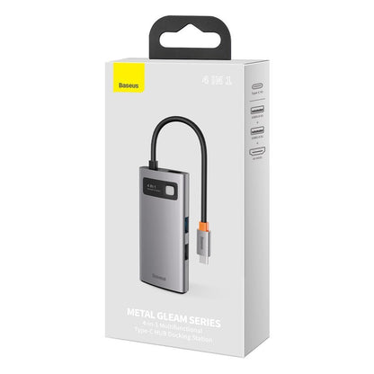 USB-C концентратор Baseus Metal Gleam, 2 x USB-A - 1 x USB-C - 1 x HDMI, сив CAHUB-CY0G