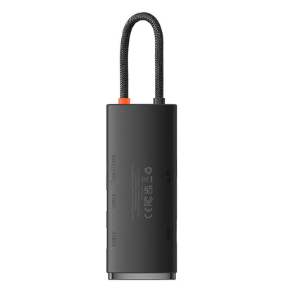 Hub USB-C Baseus, 2 x USB-A 3.0 - 1 x USB-C - 1 x HDMI - 1 x SD - 1 x microSD, Черен WKQX050001