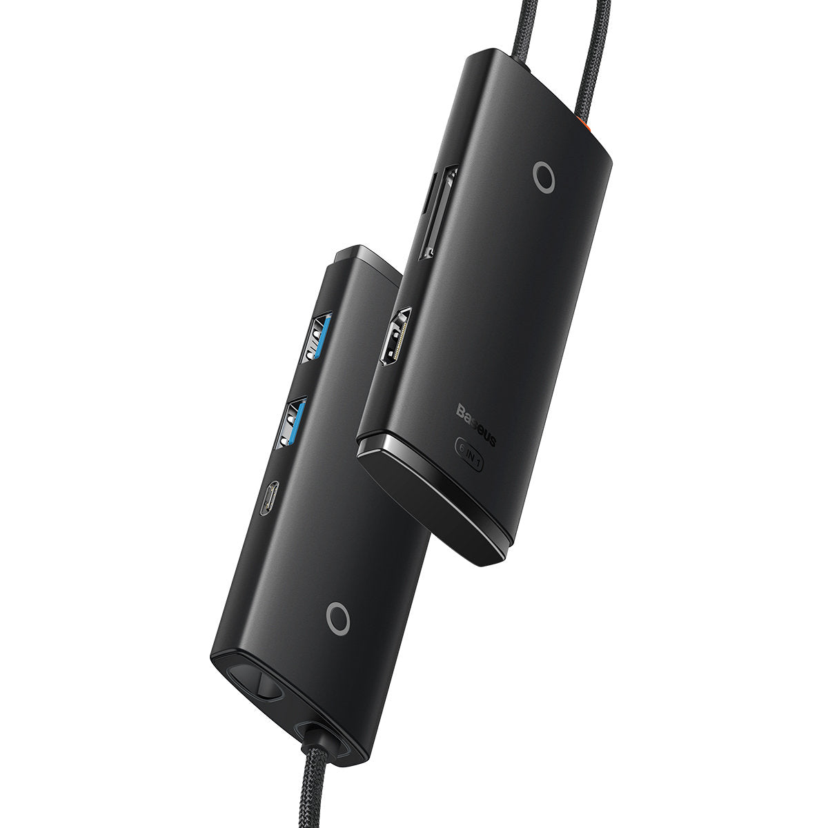 Hub USB-C Baseus, 2 x USB-A 3.0 - 1 x USB-C - 1 x HDMI - 1 x SD - 1 x microSD, Черен WKQX050001
