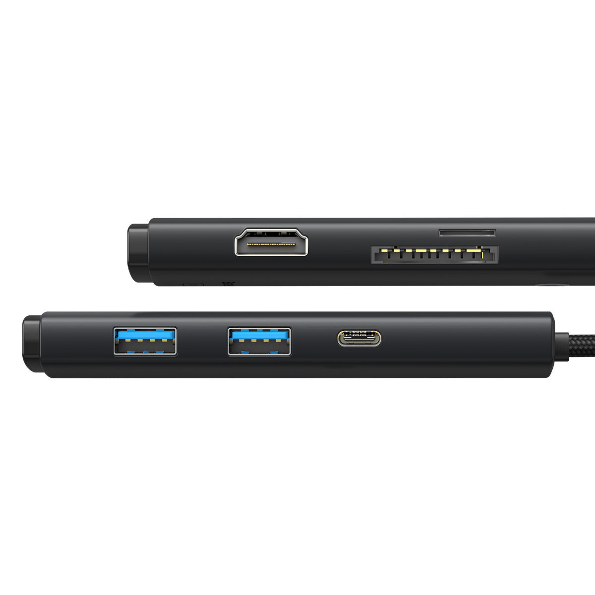 Hub USB-C Baseus, 2 x USB-A 3.0 - 1 x USB-C - 1 x HDMI - 1 x SD - 1 x microSD, Черен WKQX050001