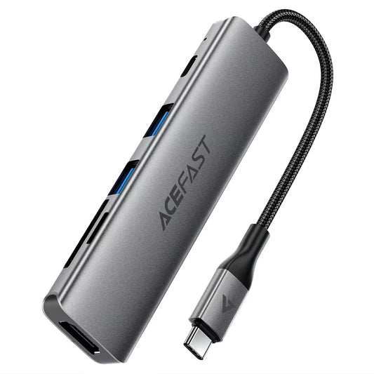Hub USB-C Acefast J18, 6в1, Сив