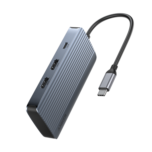 Anker USB-C Hub, 1 x USB-A 3.2 - 3 x USB-A - 1 x USB-C - 2 x HDMI, Gray A83740A2
