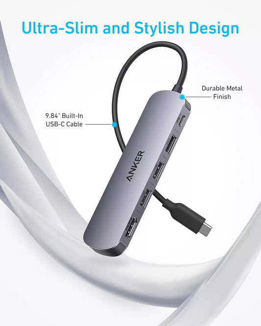 Hub USB-C Anker, 2 x USB-A - 1 x USB-A 3.0 - 1 x USB-C - 1 x HDMI, Сив A8357HA0