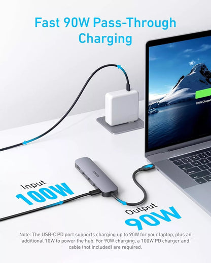 Hub USB-C Anker, 2 x USB-A - 1 x USB-A 3.0 - 1 x USB-C - 1 x HDMI, Сив A8357HA0