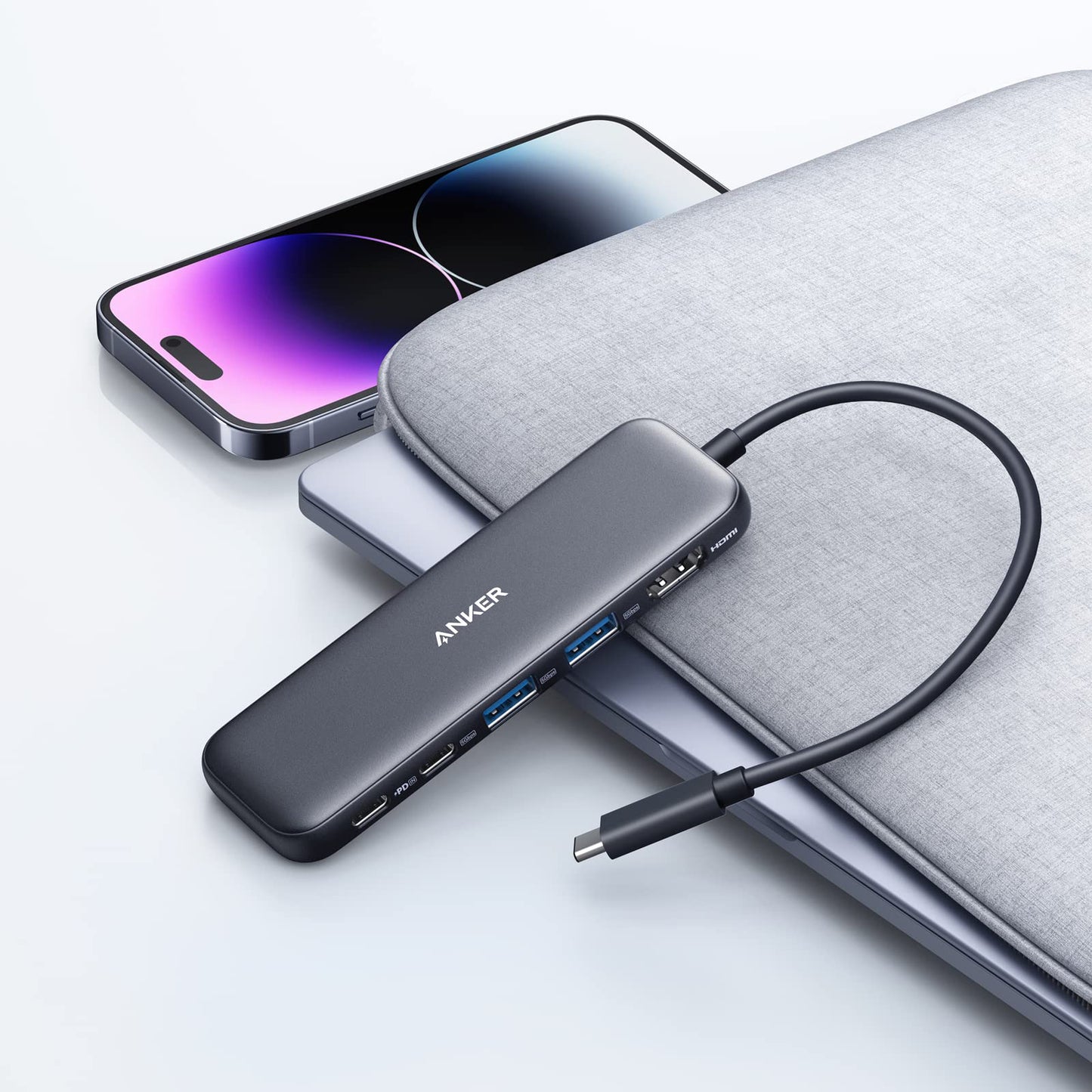 Hub USB-C Anker 332, 2 x USB-A - 2 x USB-C - 1 x HDMI, Сив A8355H11