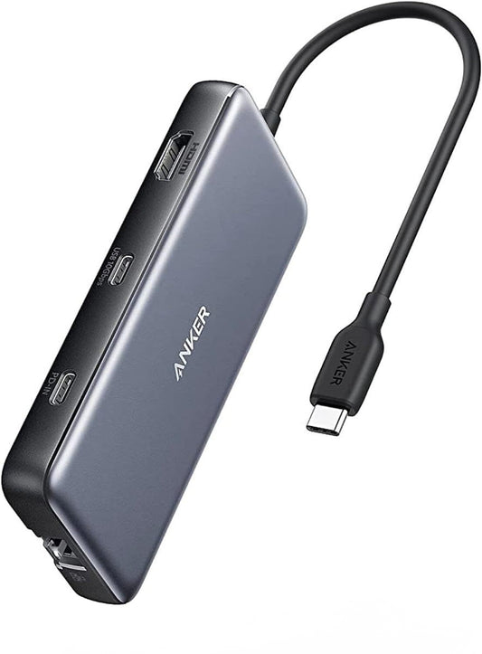 Hub USB-C Anker 555, 2 x USB-A 3.2 - 2 x USB-C - 1 x HDMI - 1 x RJ45 - 1 x SD - 1 x microSD, Сив A83830A2
