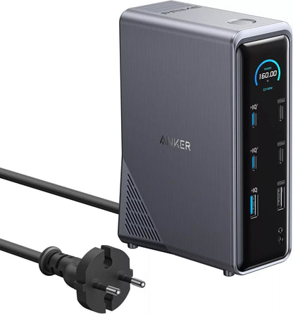 Мултифункционален хъб Anker Prime 737, 2 x USB-A 3.0 - 3 x USB-A - 5 x USB-C - 2 x HDMI - 1 x Jack 3.5mm - 1 x RJ45, Черен A83B63A1