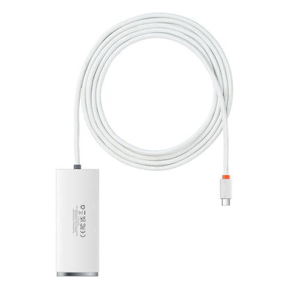 USB-C хъб Baseus Lite, 4 x USB-A 3.2, 2m, бял