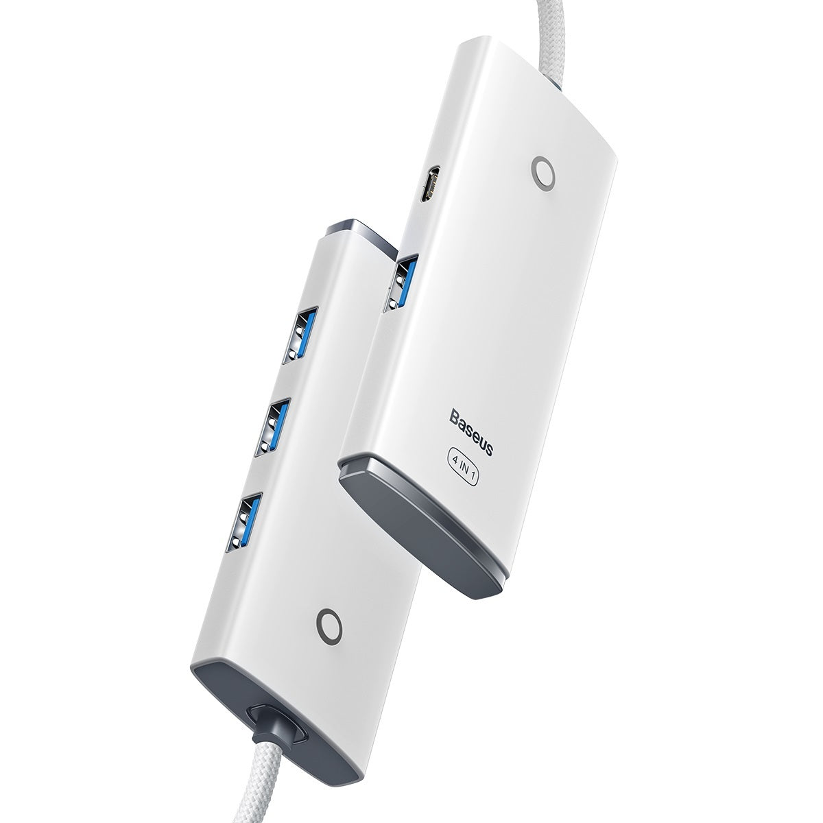 USB-C хъб Baseus Lite, 4 x USB-A 3.2, 2m, бял