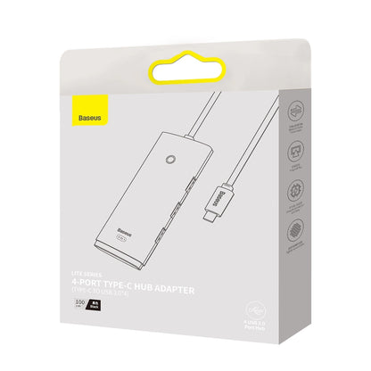 Baseus Lite USB-C концентратор, 4 x USB-A 3.0 - 1 x USB-C, 1 м, черен WKQXX030401 