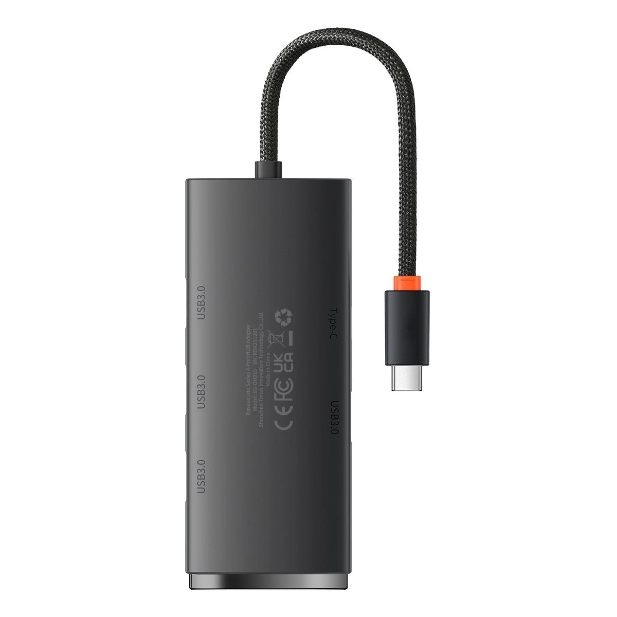 Baseus Lite USB-C концентратор, 4 x USB-A 3.0 - 1 x USB-C, 0,25 м, черен WKQXX030301 