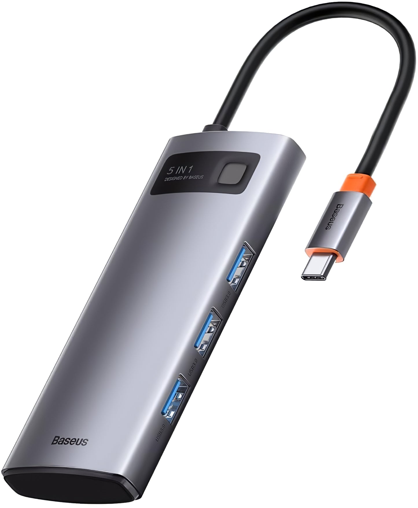 USB-C концентратор Baseus Metal Gleam, 3 x USB-A - 1 x USB-C - 1 x HDMI, сив WKWG020013 