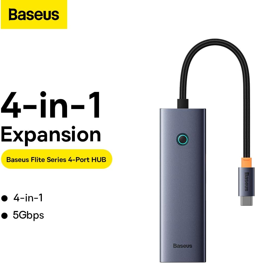 USB-C хъб Baseus UltraJoy, 4 x USB-A 3.0, Сив B0005280A813-03