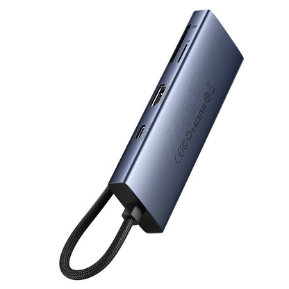 Hub USB-C Baseus UltraJoy, 3 x USB-A 3.0 - 1 x USB-C - 1 x HDMI - 1 x SD - 1 x microSD, Сив B00052803811-00