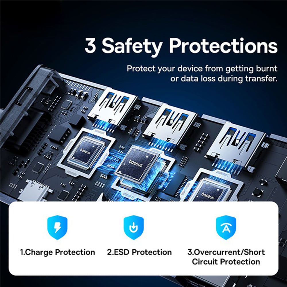 Hub USB-C Baseus UltraJoy, 4 x USB-A 3.0 - 1 x USB-C - 1 x HDMI - 1 x VGA, Сив B00052803811-01