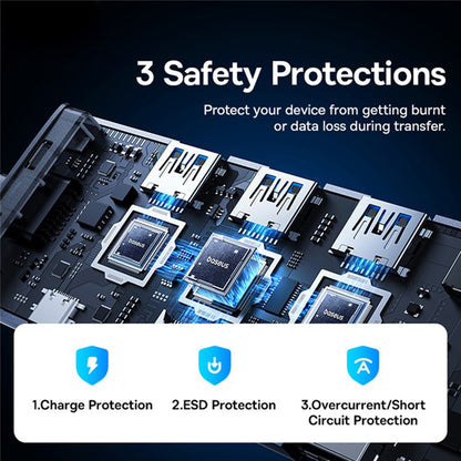 Hub USB-C Baseus UltraJoy, 4 x USB-A 3.0 - 1 x USB-C - 1 x HDMI - 1 x VGA, Сив B00052803811-01