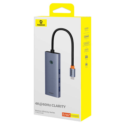 Hub USB-C Baseus UltraJoy, 3 x USB-A 3.0 - 1 x USB-C - 1 x HDMI - 1 x SD - 1 x microSD, Сив B00052803811-00