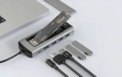 Hub USB-C BlitzWolf BW-Neo TH13, 3 x USB-A 3.0 - 1 x USB-C - 1 x Display Port - 1 x Интерфейс SSD, Сив