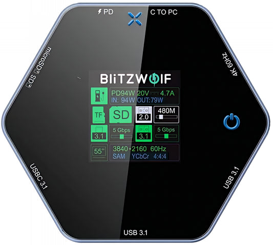 USB-C хъб BlitzWolf BW-TH16, 8в1, Сив