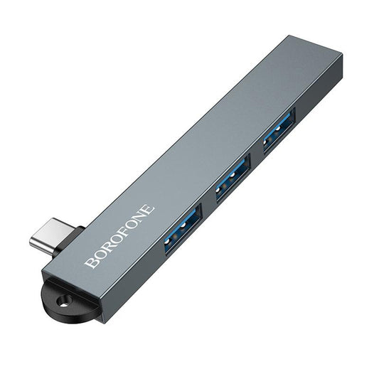 USB-C хъб Borofone FH1A, 4в1, Сив