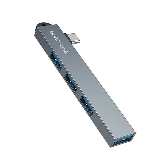 USB-C хъб Borofone FH1A, 4в1, Сив