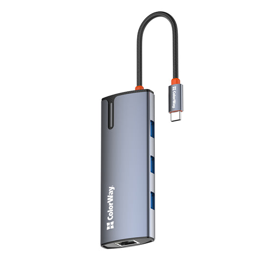 Hub USB-C ColorWay CW-HUB02, 6в1, Сребрист