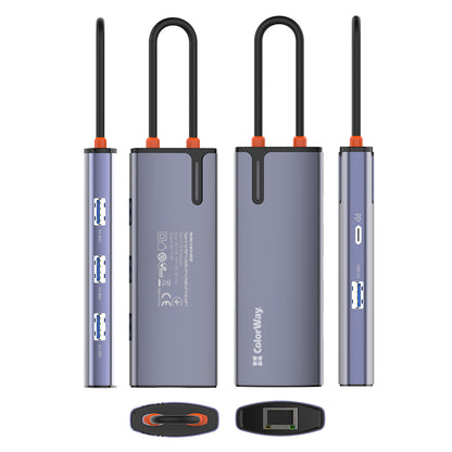 Hub USB-C ColorWay CW-HUB03, 6в1, Сребрист