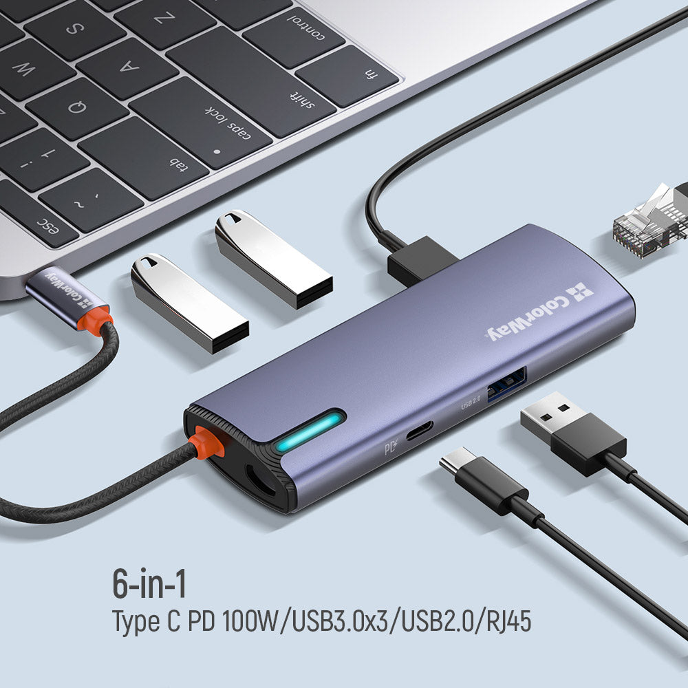 Hub USB-C ColorWay CW-HUB03, 6в1, Сребрист