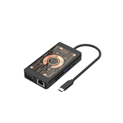 USB-C хъб с безжично зареждане QI Qualo QTPB5-HUB-18, 9в1, Сив