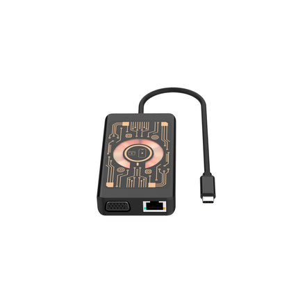 USB-C хъб с безжично зареждане QI Qualo QTPB5-HUB-18, 9в1, Сив