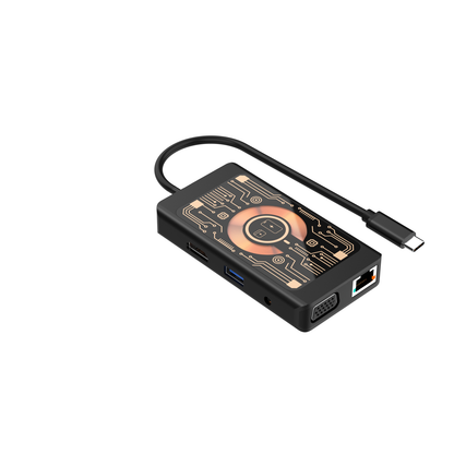 USB-C хъб с безжично зареждане QI Qualo QTPB5-HUB-18, 9в1, Сив