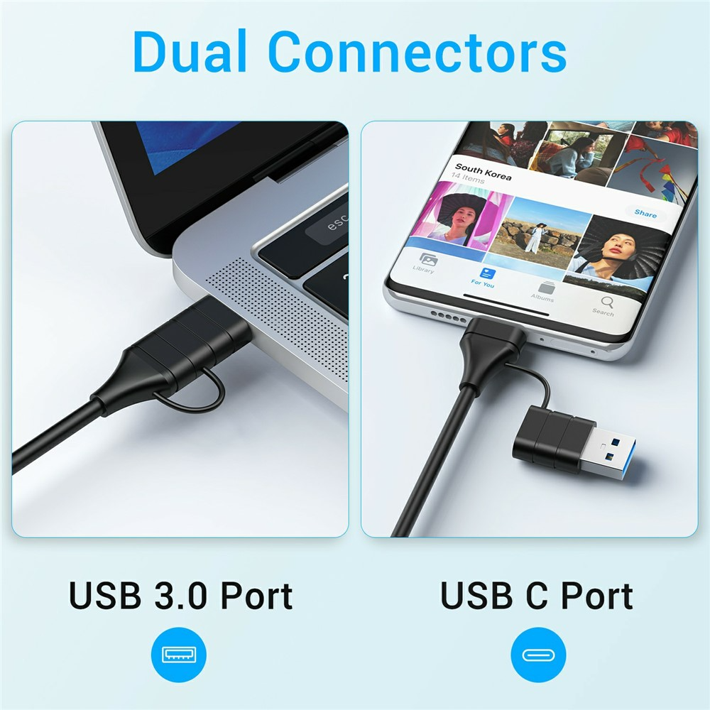 USB-C хъб с безжично зареждане QI OEM YC7209, 10в1, сив