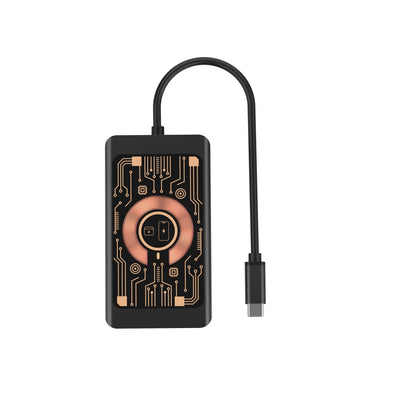 USB-C хъб с безжично зареждане QI Qualo QTPB5-HUB-18, 9в1, Сив