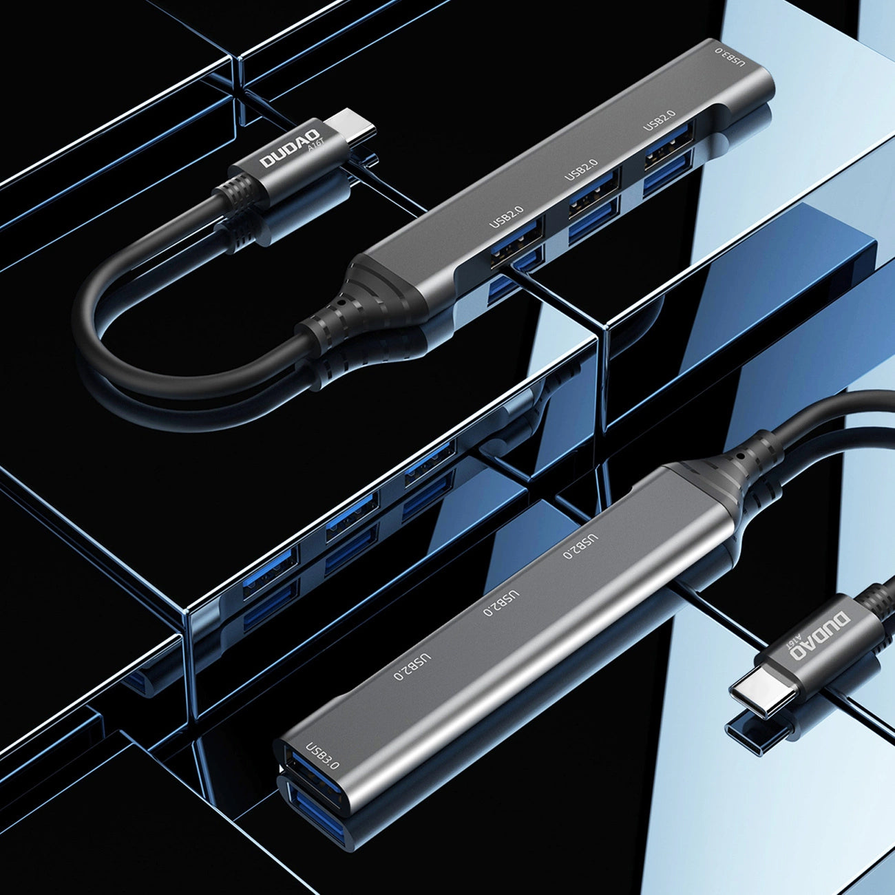 Dudao A16T USB-C концентратор, 3 x USB-A - 1 x USB-A 3.0, черен 