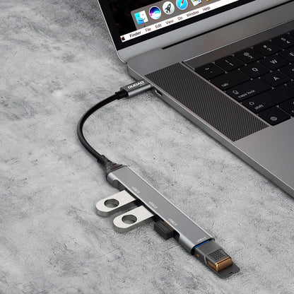 Dudao A16T USB-C концентратор, 3 x USB-A - 1 x USB-A 3.0, черен 