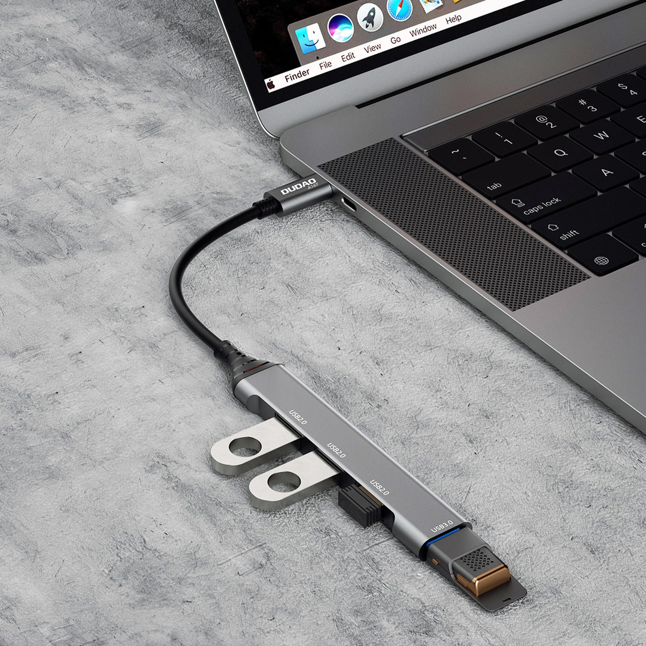 Hub USB-C Dudao A16T, 1 x USB-A 3.0 - 3 x USB-A, Черен