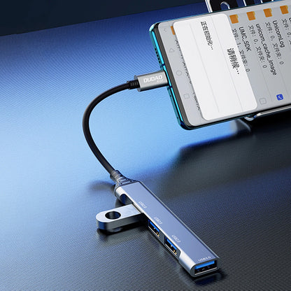 Dudao A16T USB-C концентратор, 3 x USB-A - 1 x USB-A 3.0, черен 