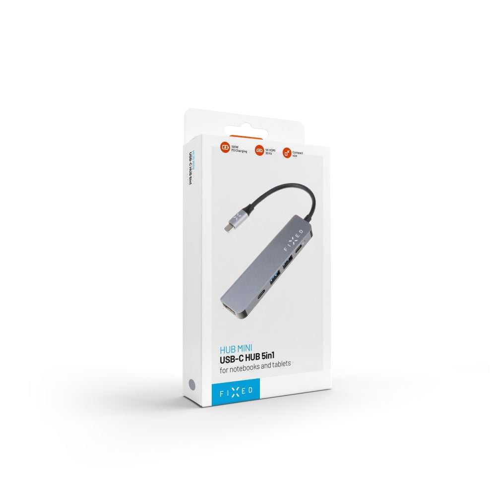 Hub USB-C Fixed, 4in1, Сив