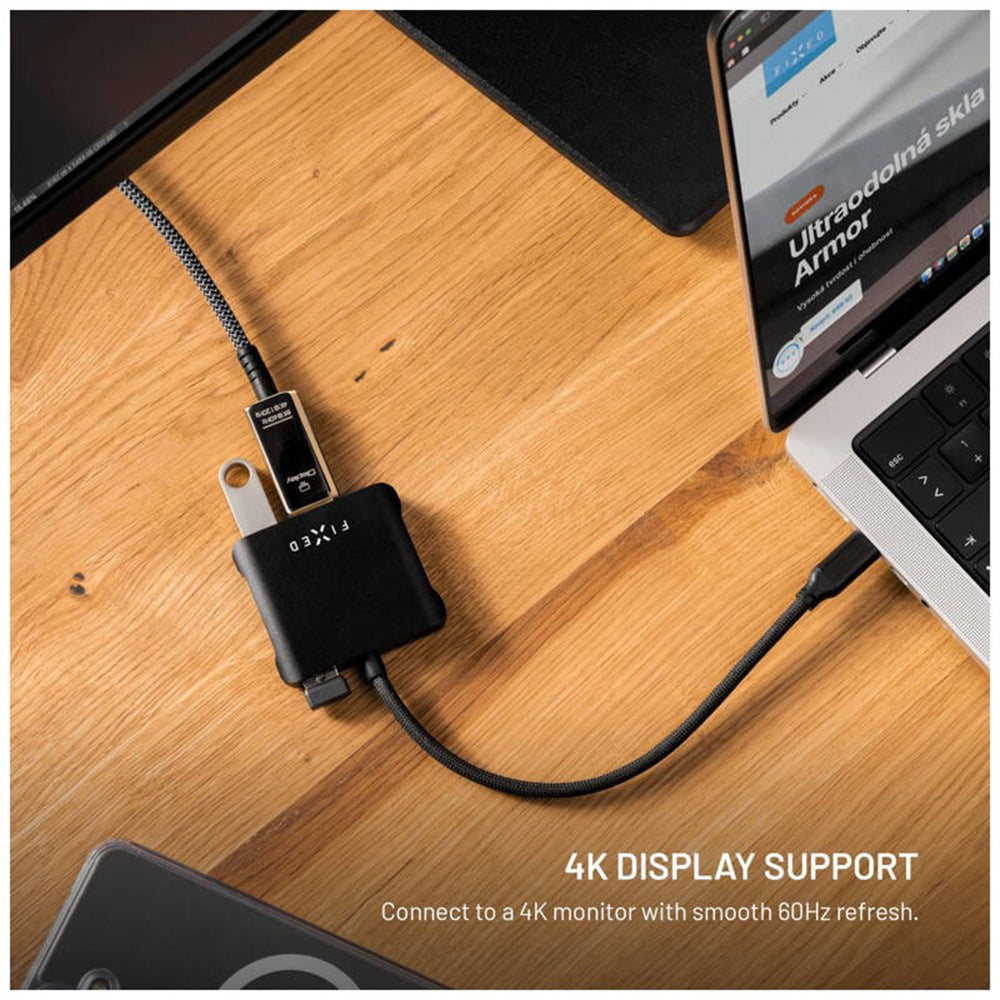 Hub USB-C Fixed Quadri, 5в1, Черен