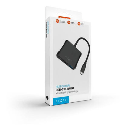 Hub USB-C Fixed Quadri, 5в1, Черен
