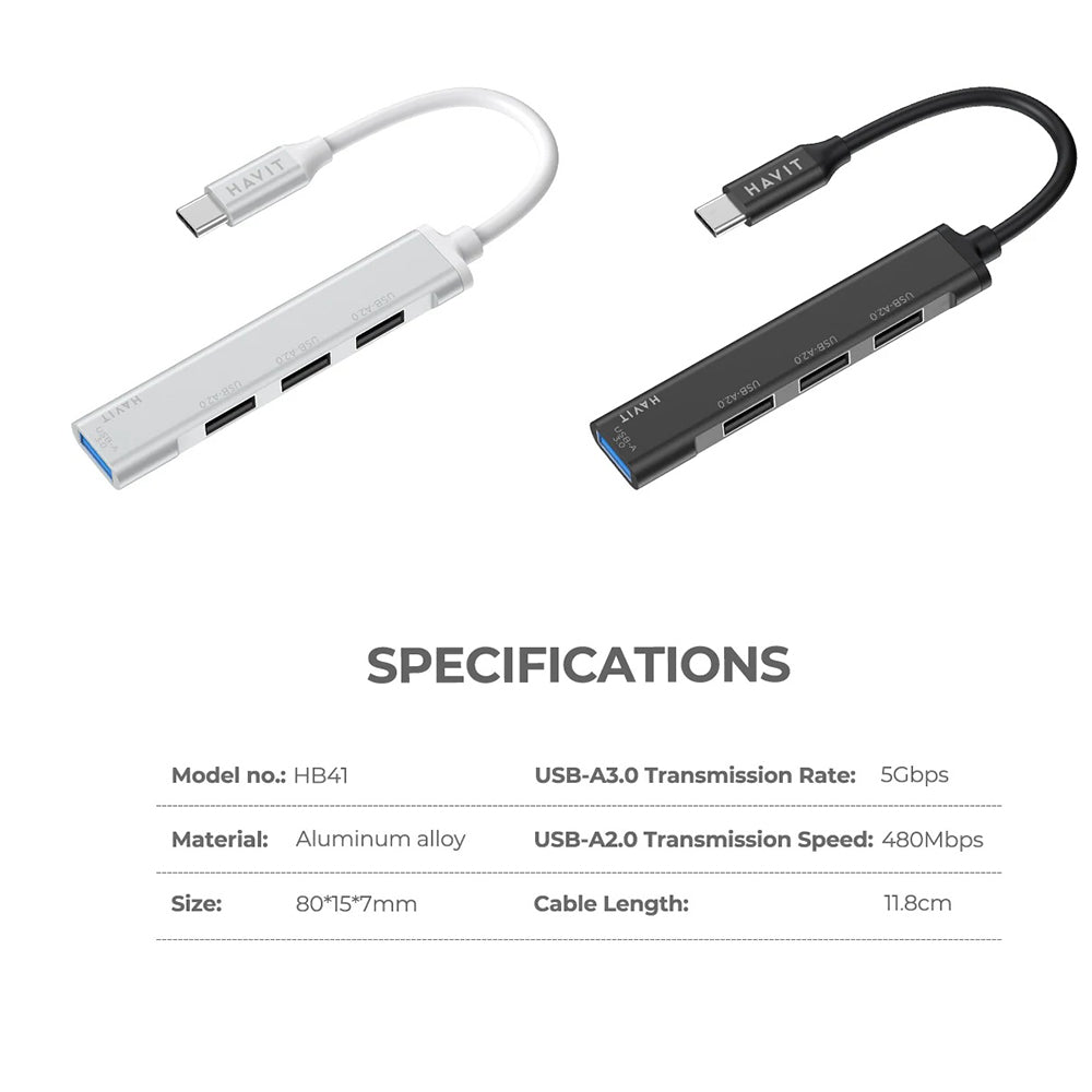 USB-C хъб HAVIT HB41, 4в1, Сребрист